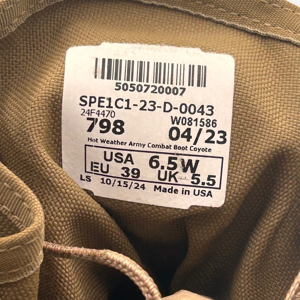 US Military Hot Weather Army Combat Boots Coyote Brown Vibram SPE1C1-23-D-0043 - Picture 7 of 8